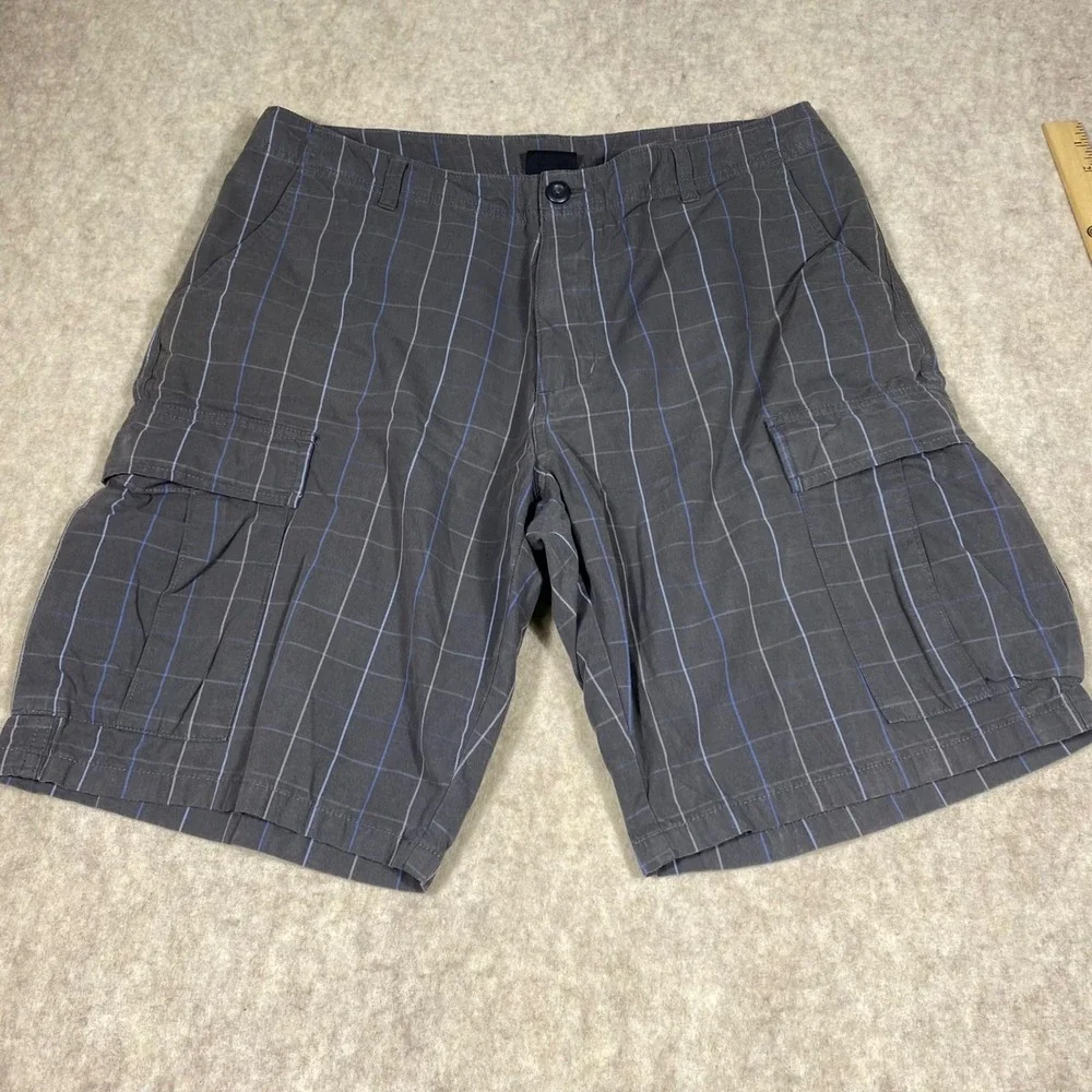 Patagonia Mens All-Wear Cargo Shorts Grey Plaid Organic Cotton 36 Gorpcore Hike